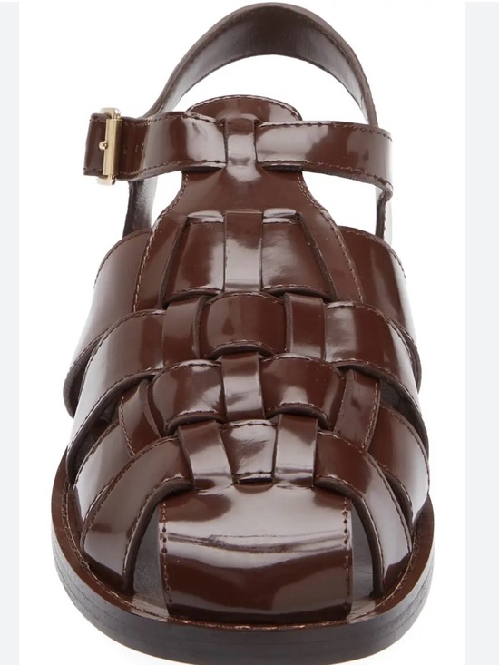 Loeffler Randall Shoes - Loeffler Randall Brown Patent Leather Woven Fisherman Sandal